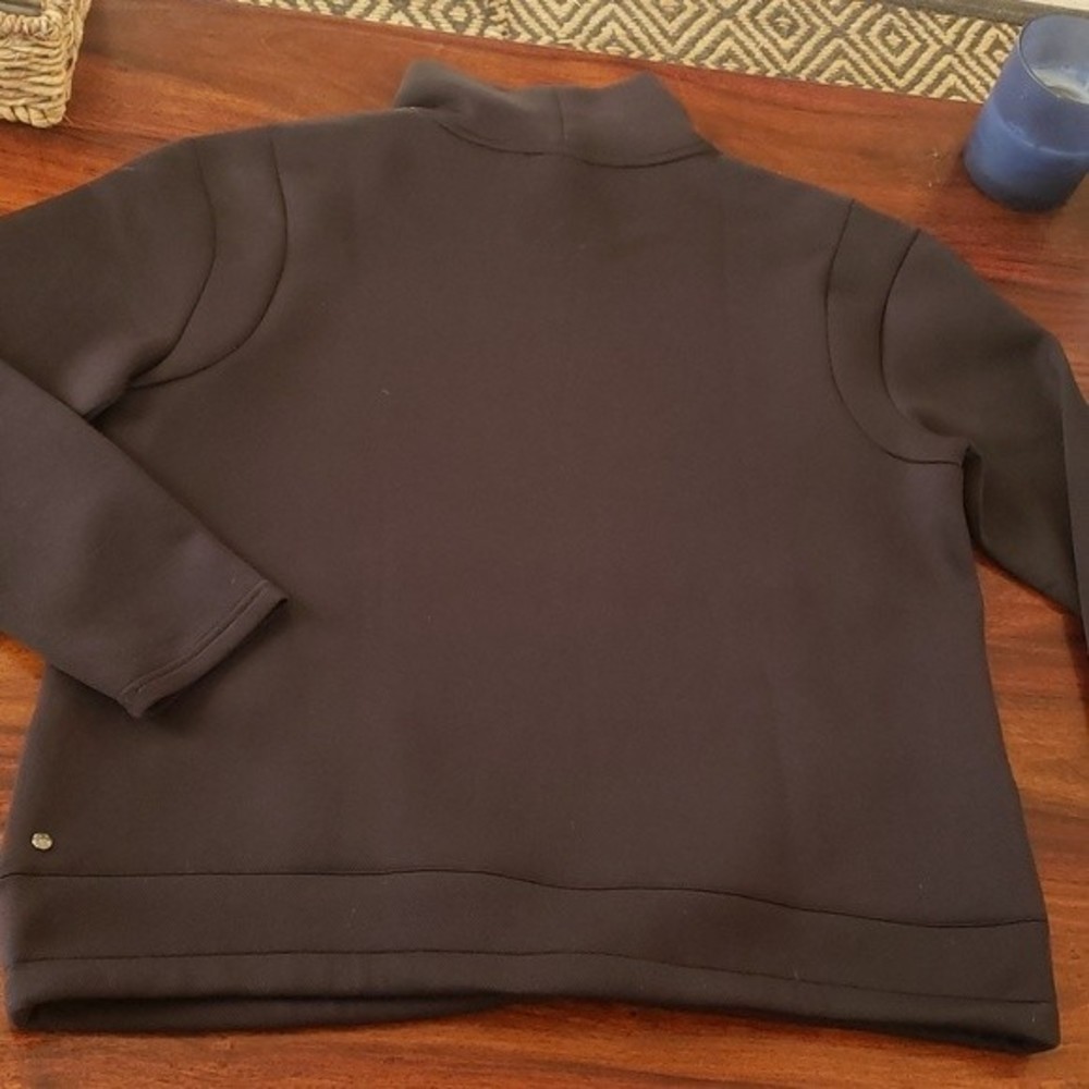 ZELLA Black Funnel Neck Pullover Sweatshirt Large L Drawstring Hem Cozy - Picture 3 of 10